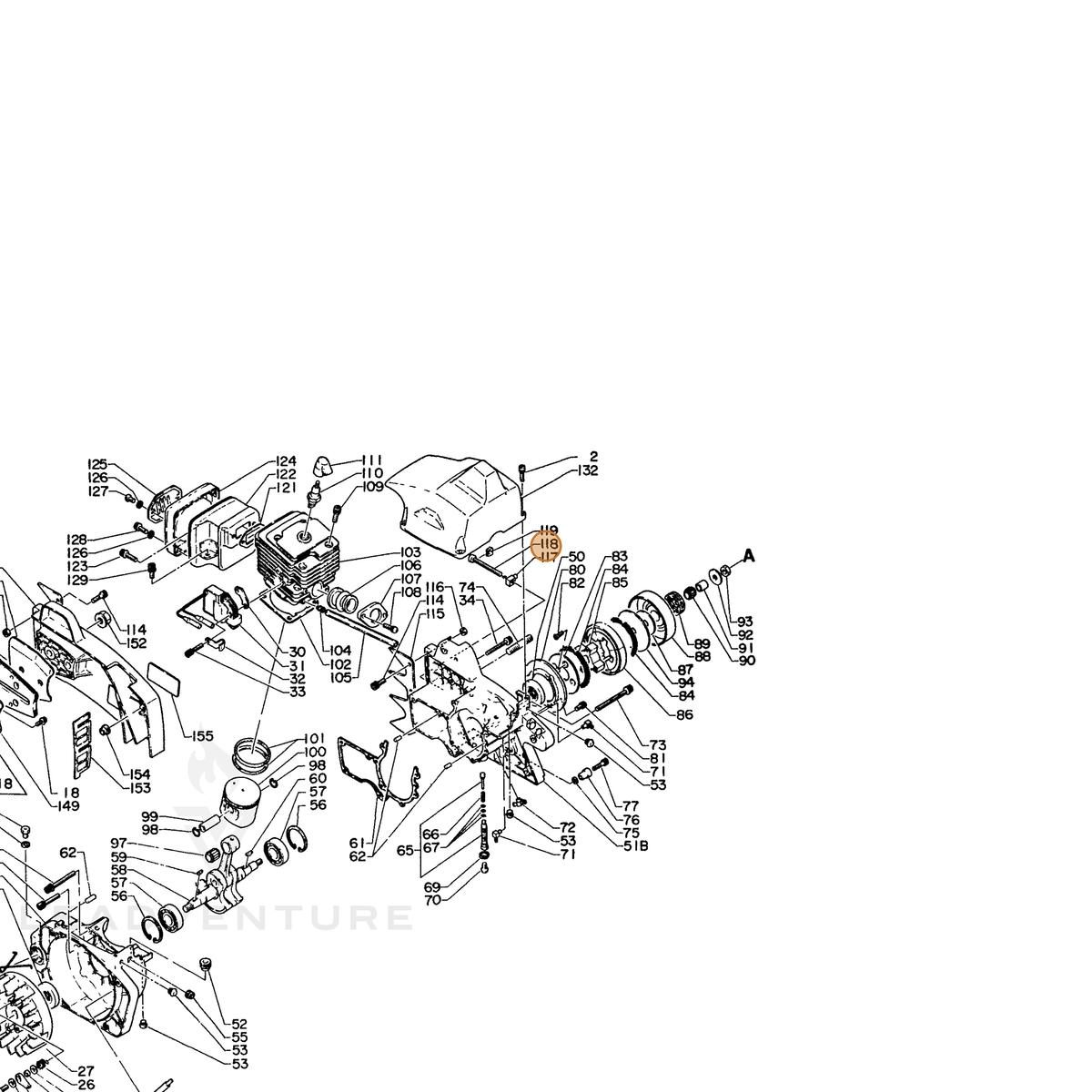 ECHO part 43301614730 — IPL diagram snippet (6x zoom, amber highlight)