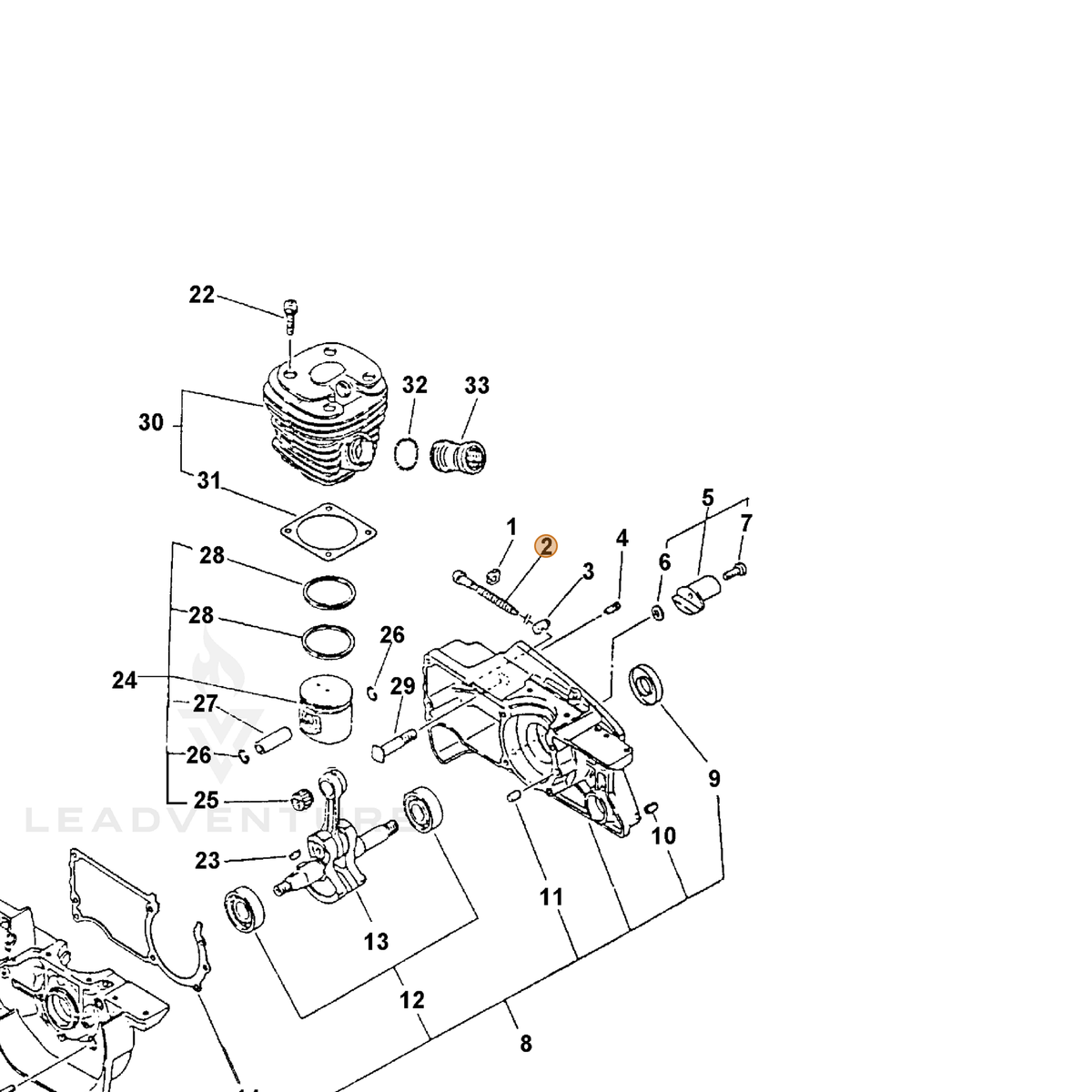 ECHO part 43301619830 — IPL diagram snippet (6x zoom, amber highlight)