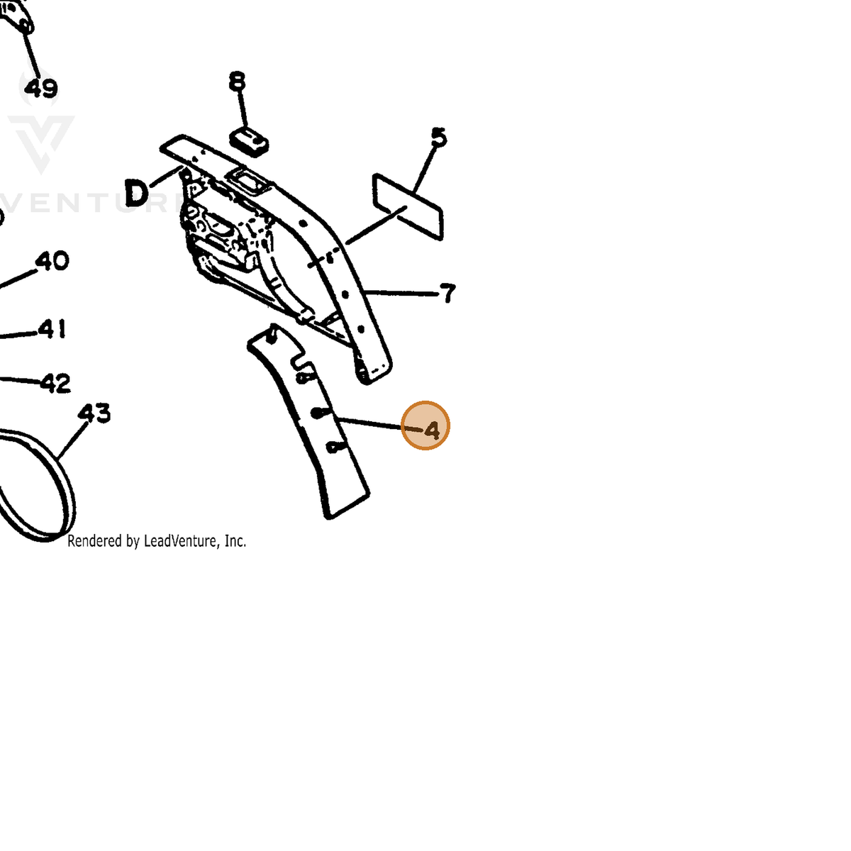 ECHO part 43302519930 — IPL diagram snippet (6x zoom, amber highlight)
