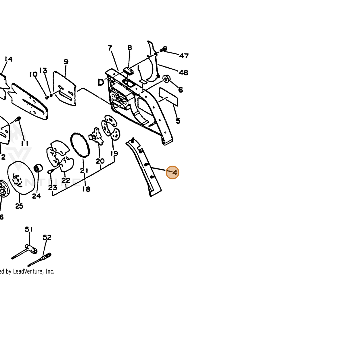 ECHO part 43302532430 — IPL diagram snippet (6x zoom, amber highlight)
