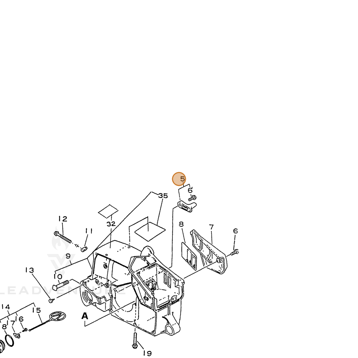 ECHO part 43302637930 — IPL diagram snippet (6x zoom, amber highlight)