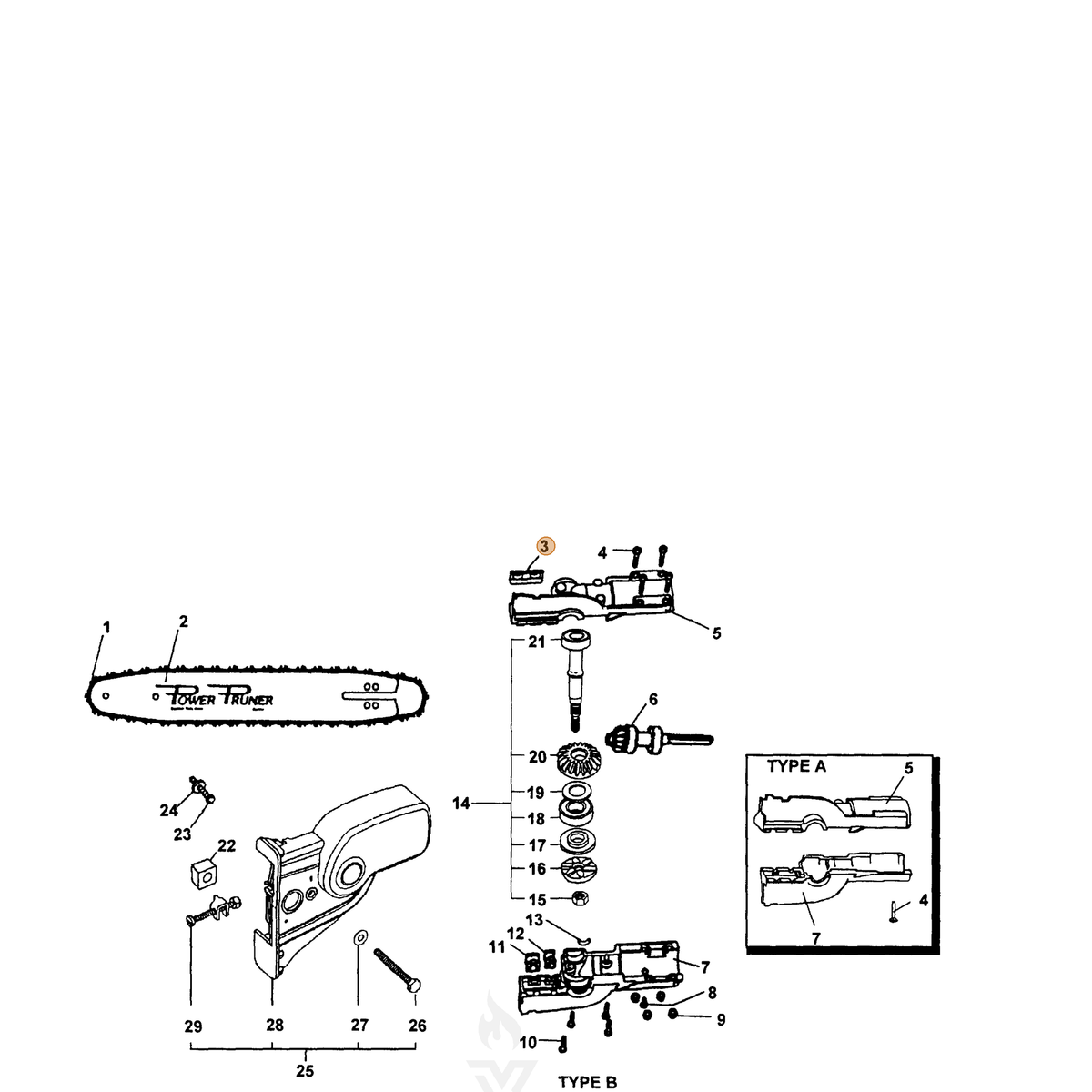 ECHO part 43305522360 — IPL diagram snippet (6x zoom, amber highlight)