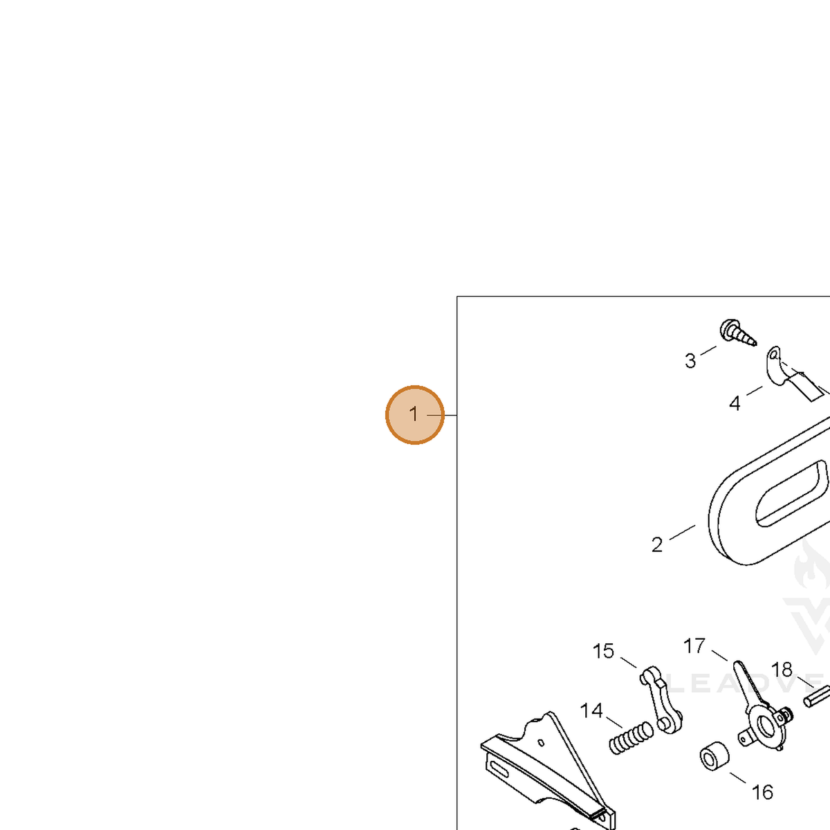 ECHO part 43310039631 — IPL diagram snippet (6x zoom, amber highlight)