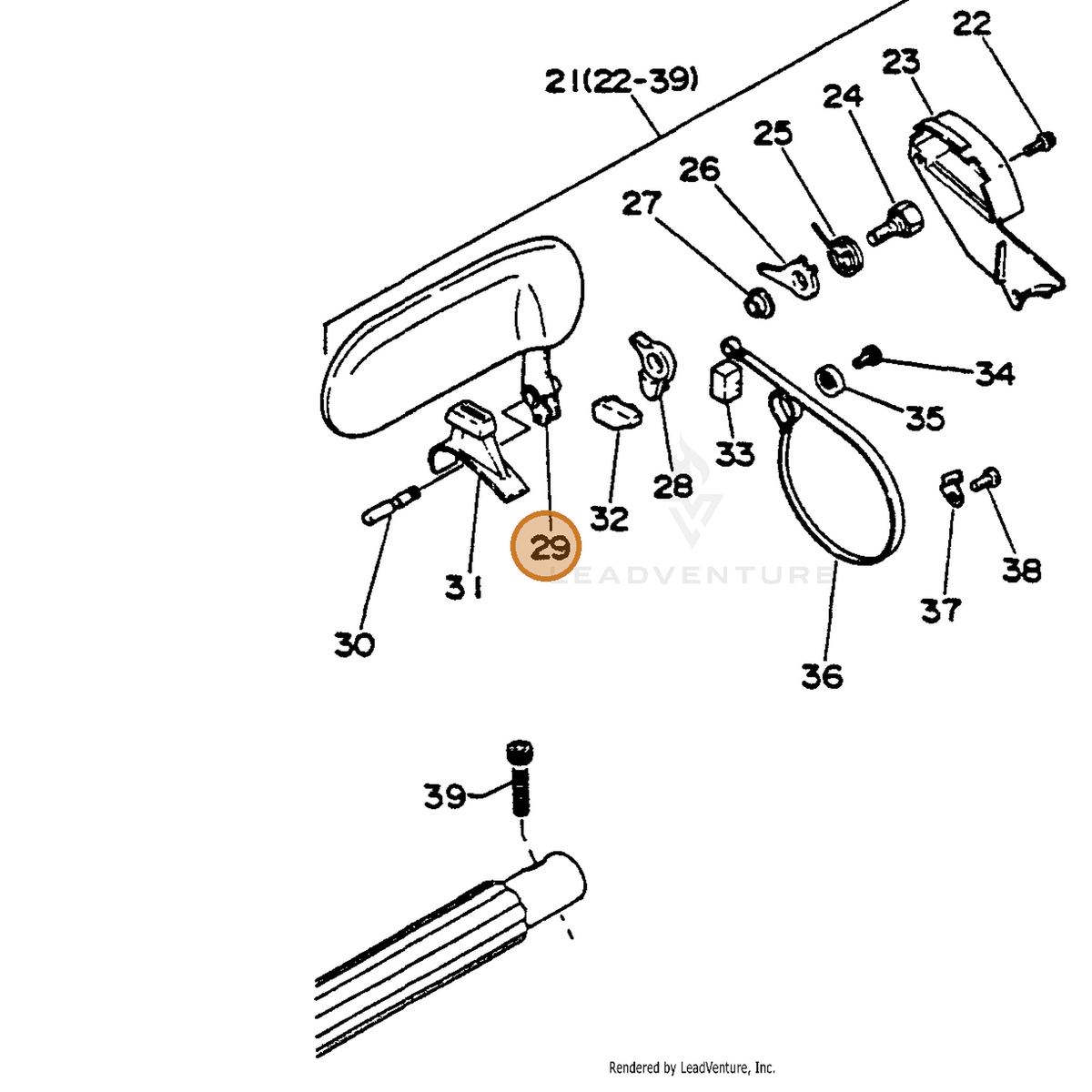 ECHO part 43310516130 — IPL diagram snippet (6x zoom, amber highlight)