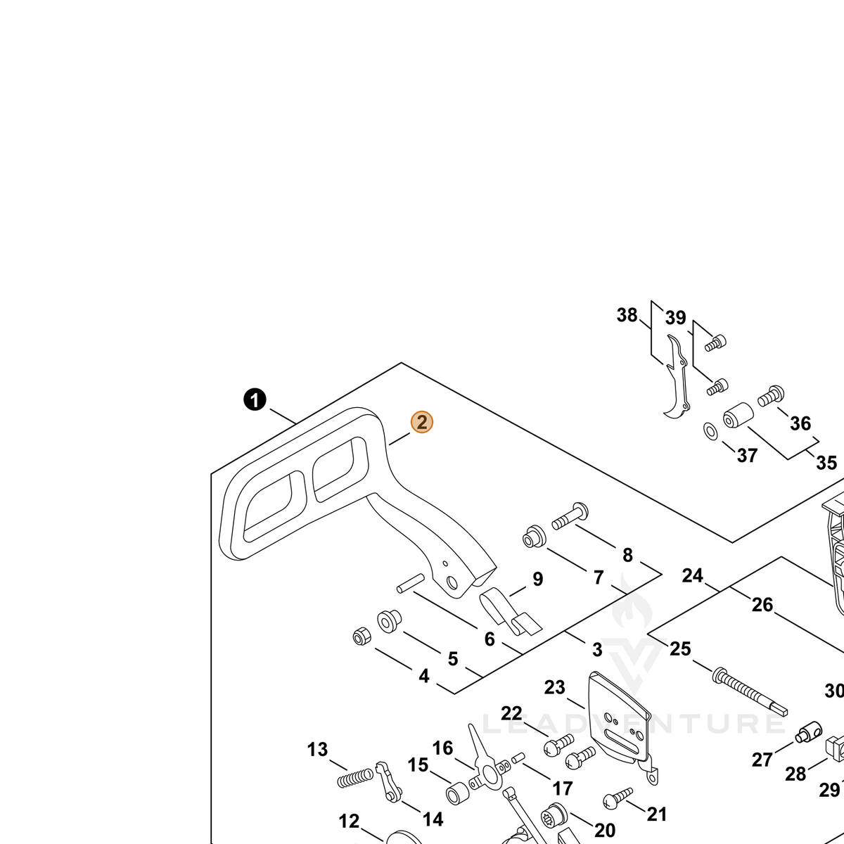 ECHO part 43310538131 — IPL diagram snippet (6x zoom, amber highlight)