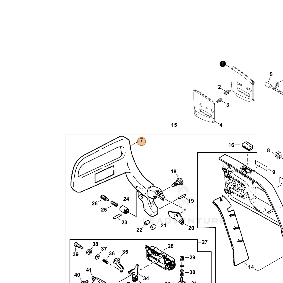ECHO part 43310538830 — IPL diagram snippet (6x zoom, amber highlight)
