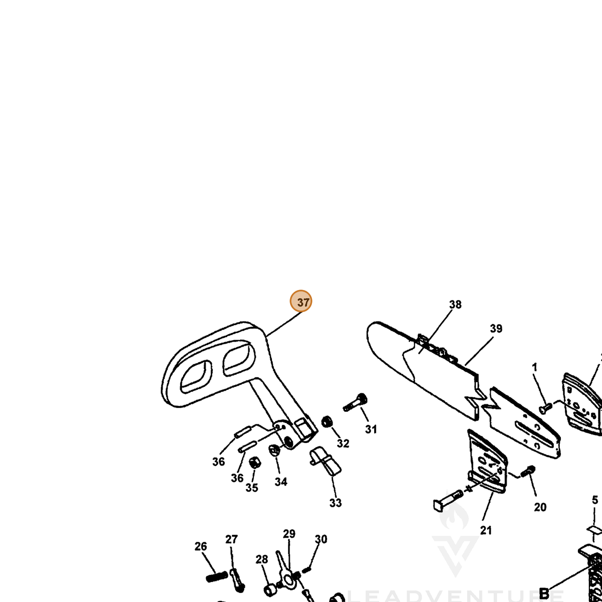 ECHO part 43310539730 — IPL diagram snippet (6x zoom, amber highlight)