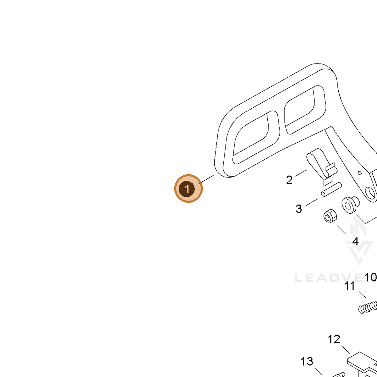 ECHO part 43310560030 — IPL diagram snippet (6x zoom, amber highlight)