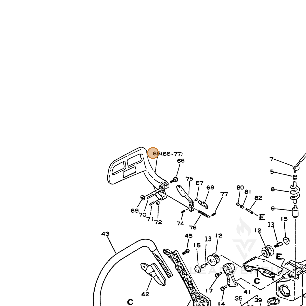 ECHO part 43311132531 — IPL diagram snippet (6x zoom, amber highlight)