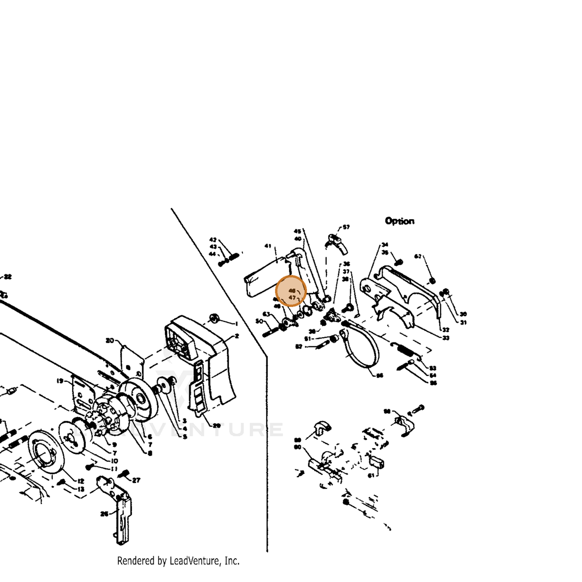 ECHO part 43311412130 — IPL diagram snippet (6x zoom, amber highlight)