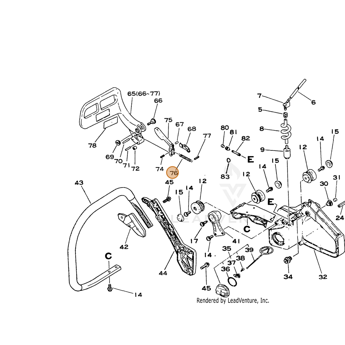 ECHO part 43311430130 — IPL diagram snippet (6x zoom, amber highlight)