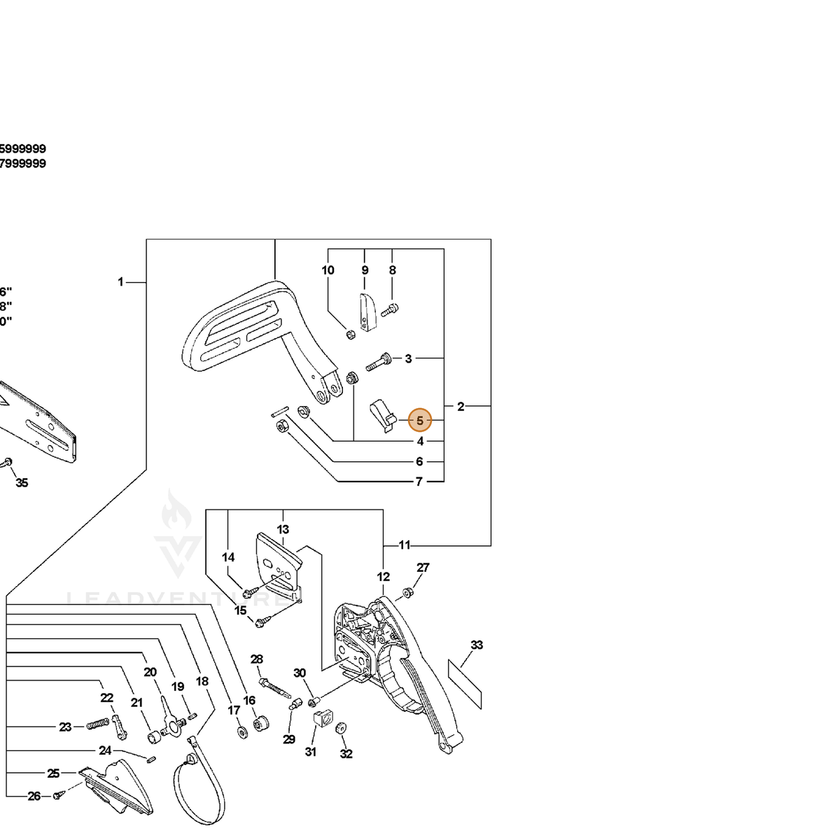 ECHO part 43311438331 — IPL diagram snippet (6x zoom, amber highlight)
