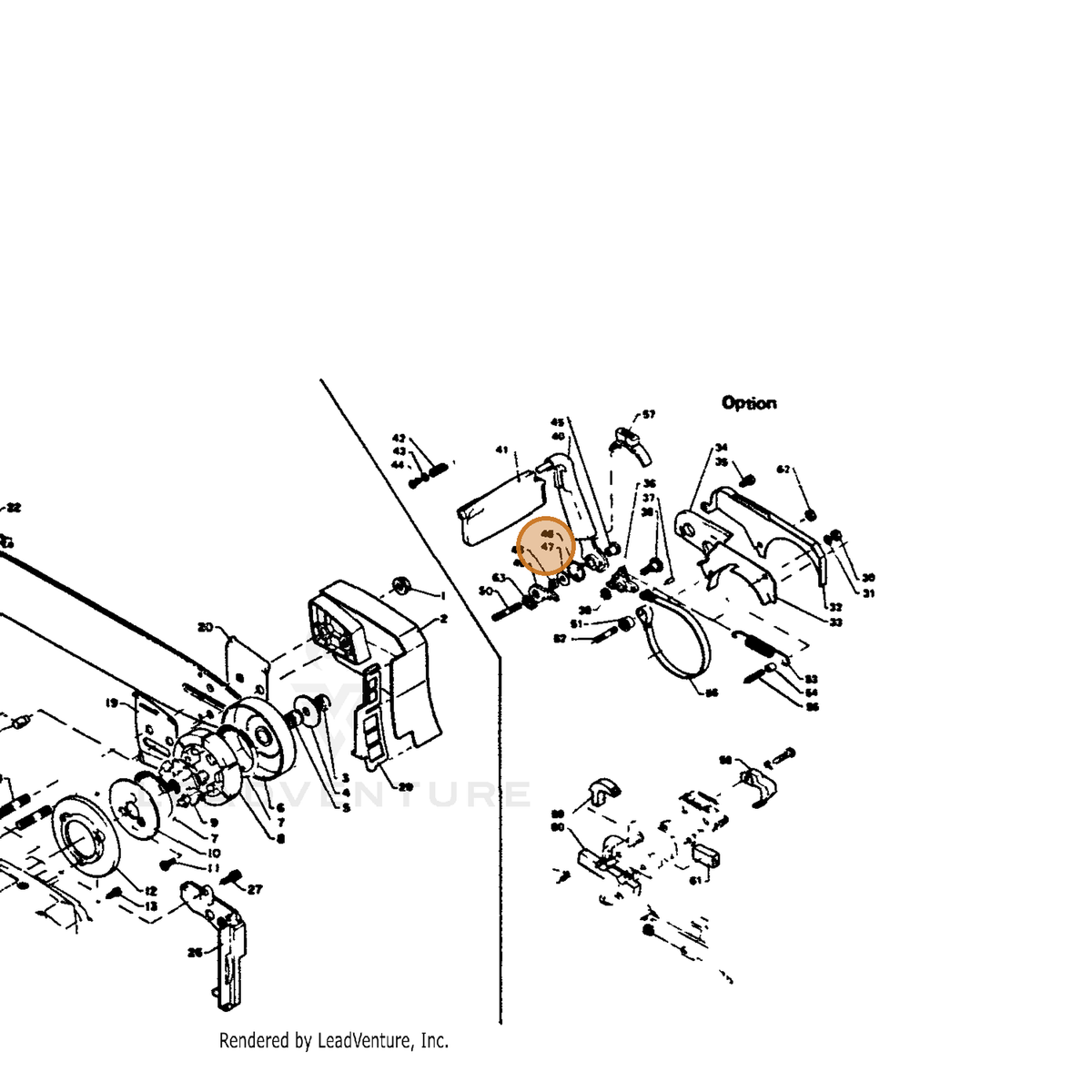 ECHO part 43311512130 — IPL diagram snippet (6x zoom, amber highlight)