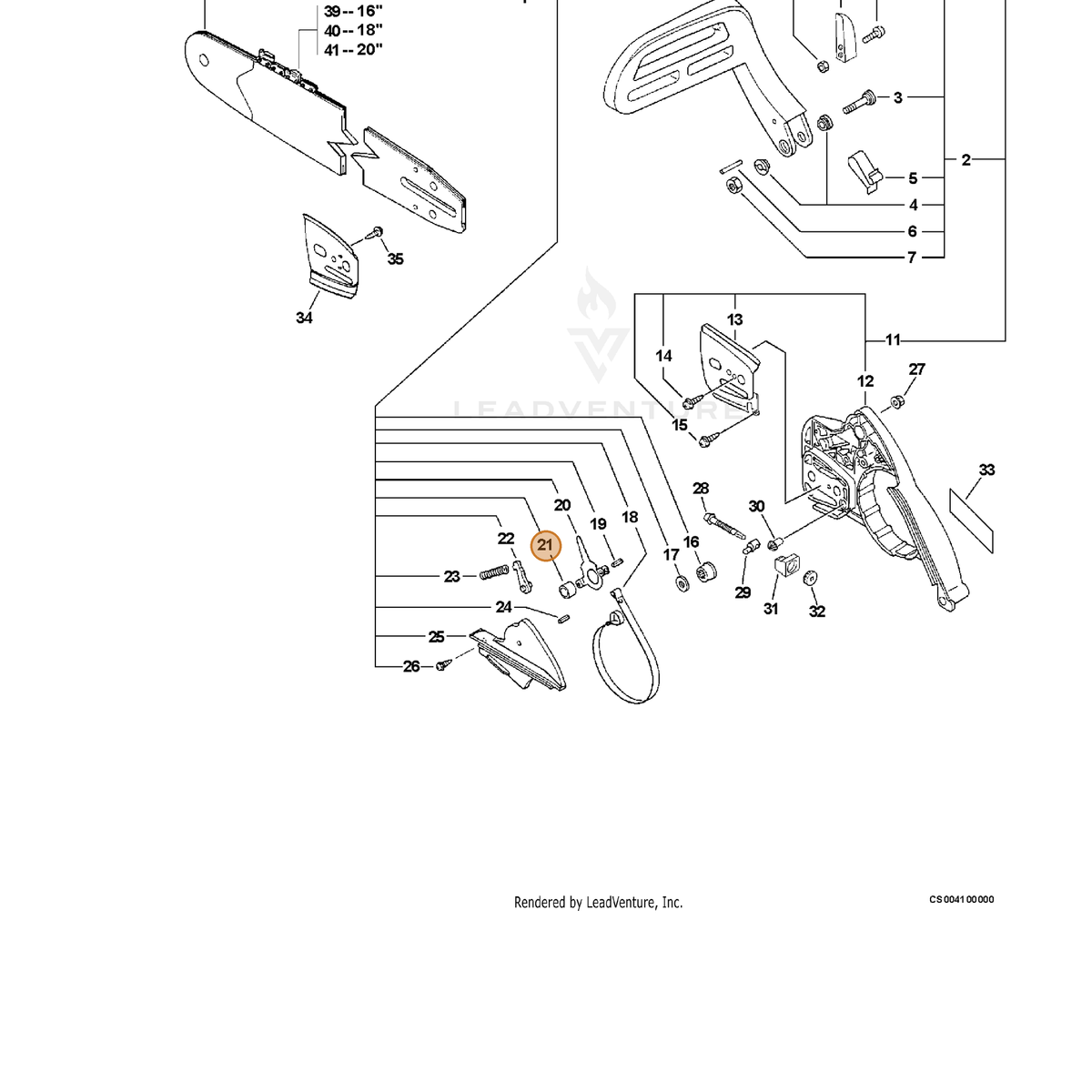 ECHO part 43311538330 — IPL diagram snippet (6x zoom, amber highlight)