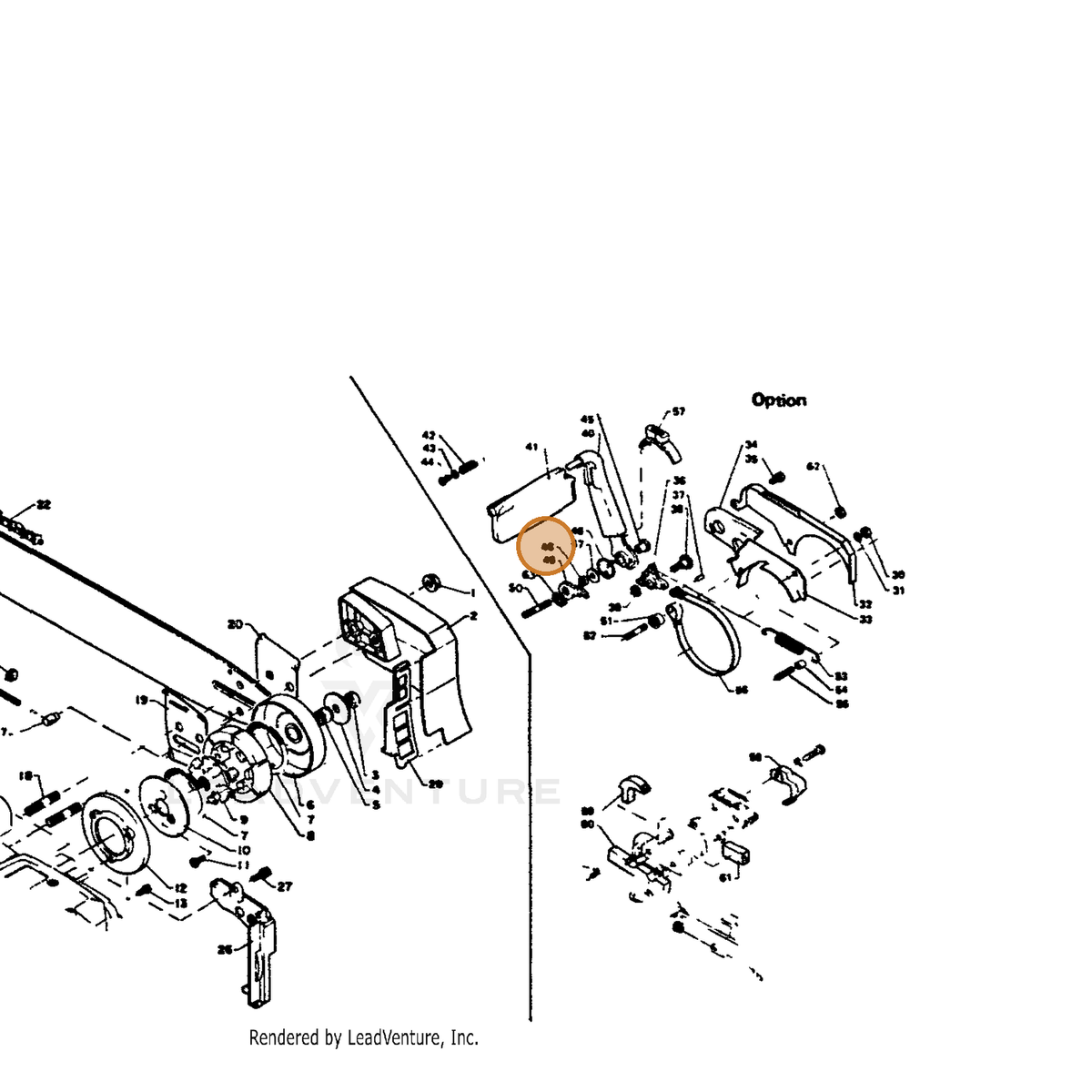 ECHO part 43311611030 — IPL diagram snippet (6x zoom, amber highlight)