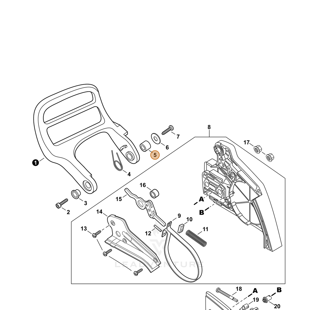 ECHO part 43311635430 — IPL diagram snippet (6x zoom, amber highlight)