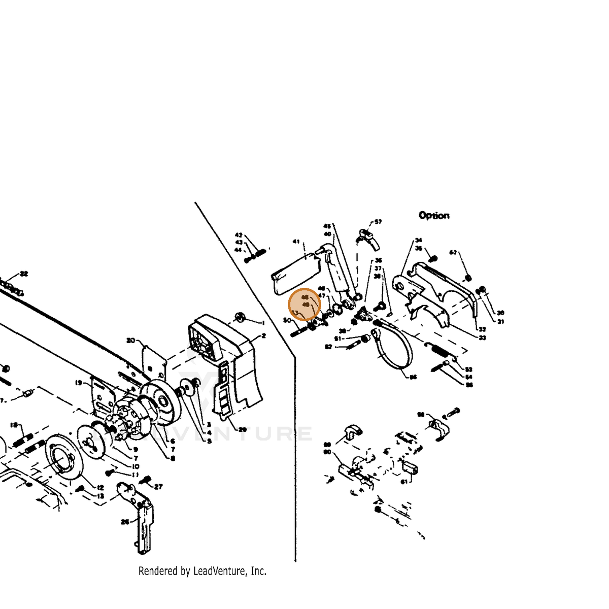 ECHO part 43311711030 — IPL diagram snippet (6x zoom, amber highlight)