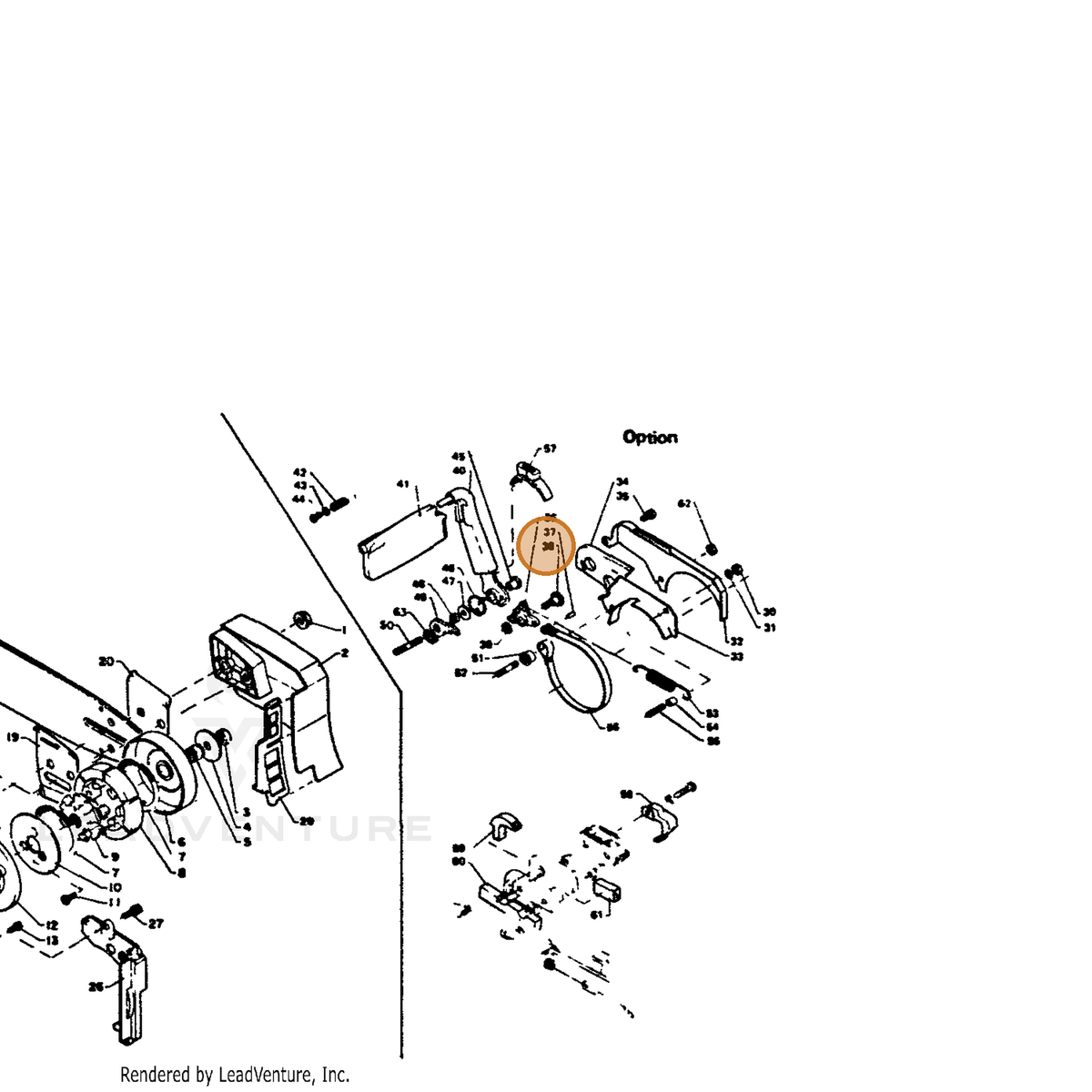 ECHO part 43312011030 — IPL diagram snippet (6x zoom, amber highlight)