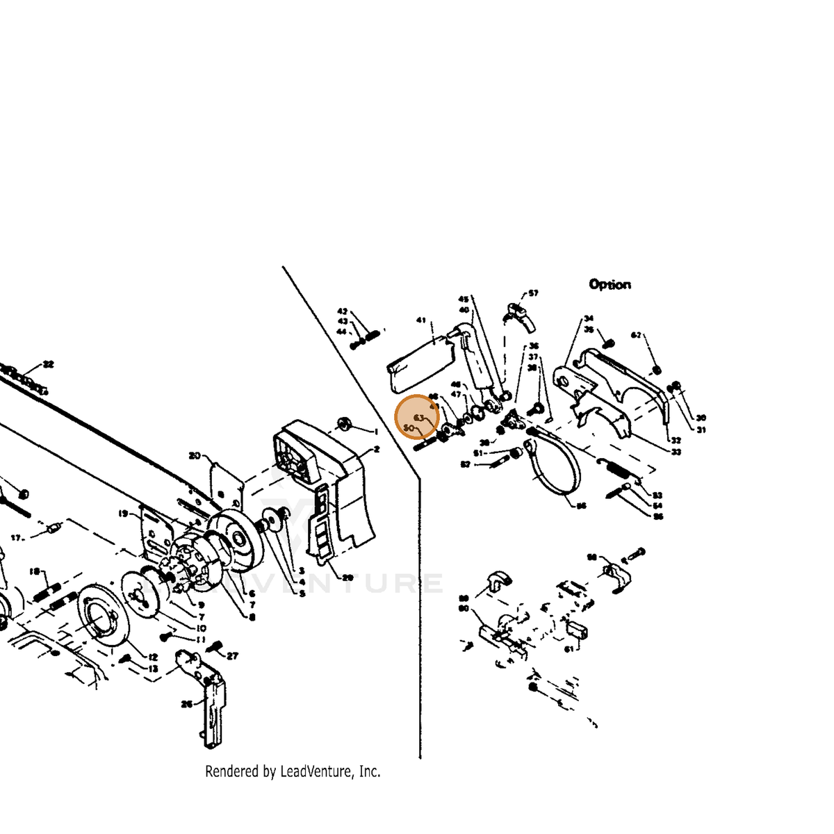 ECHO part 43312112730 — IPL diagram snippet (6x zoom, amber highlight)