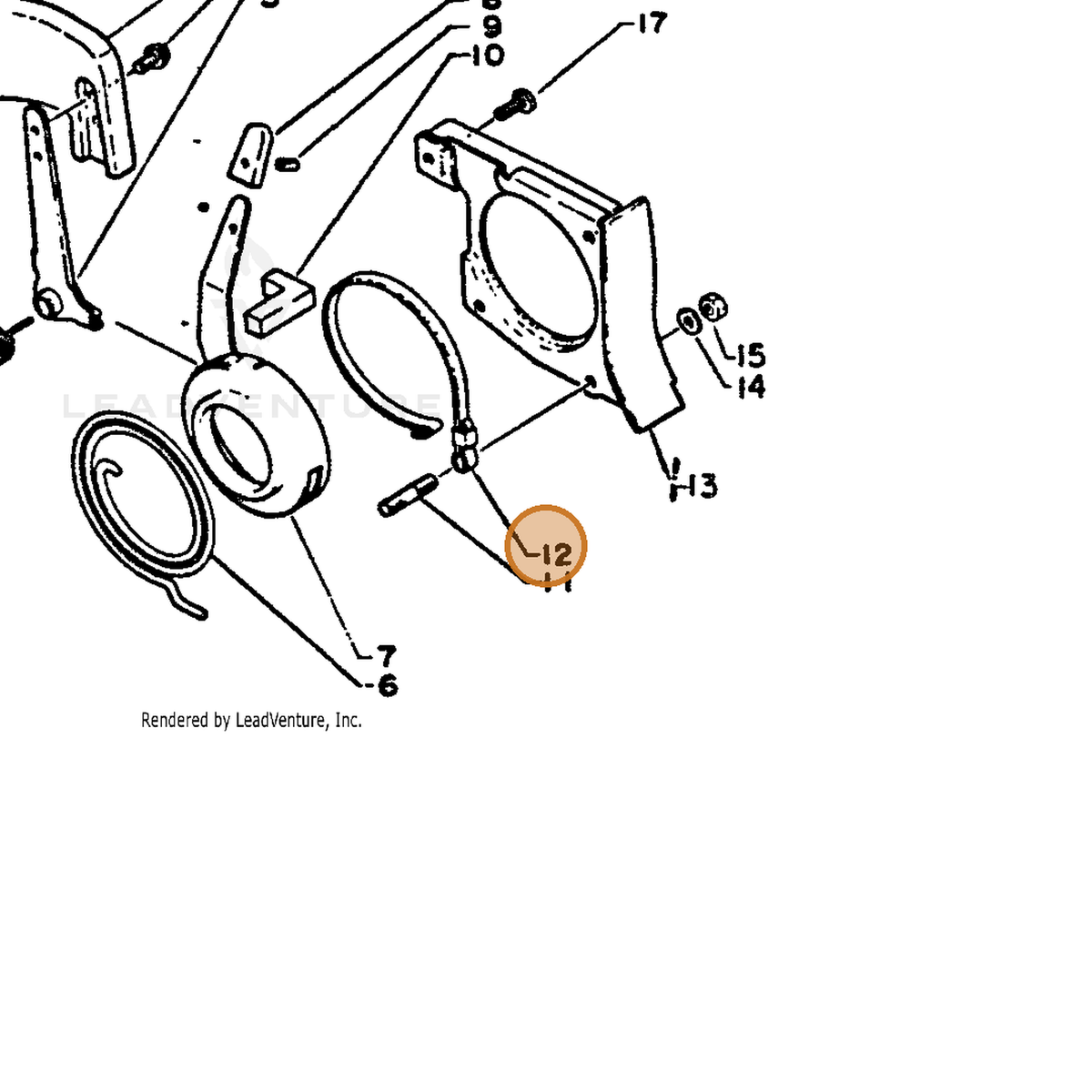 ECHO part 43312313932 — IPL diagram snippet (6x zoom, amber highlight)