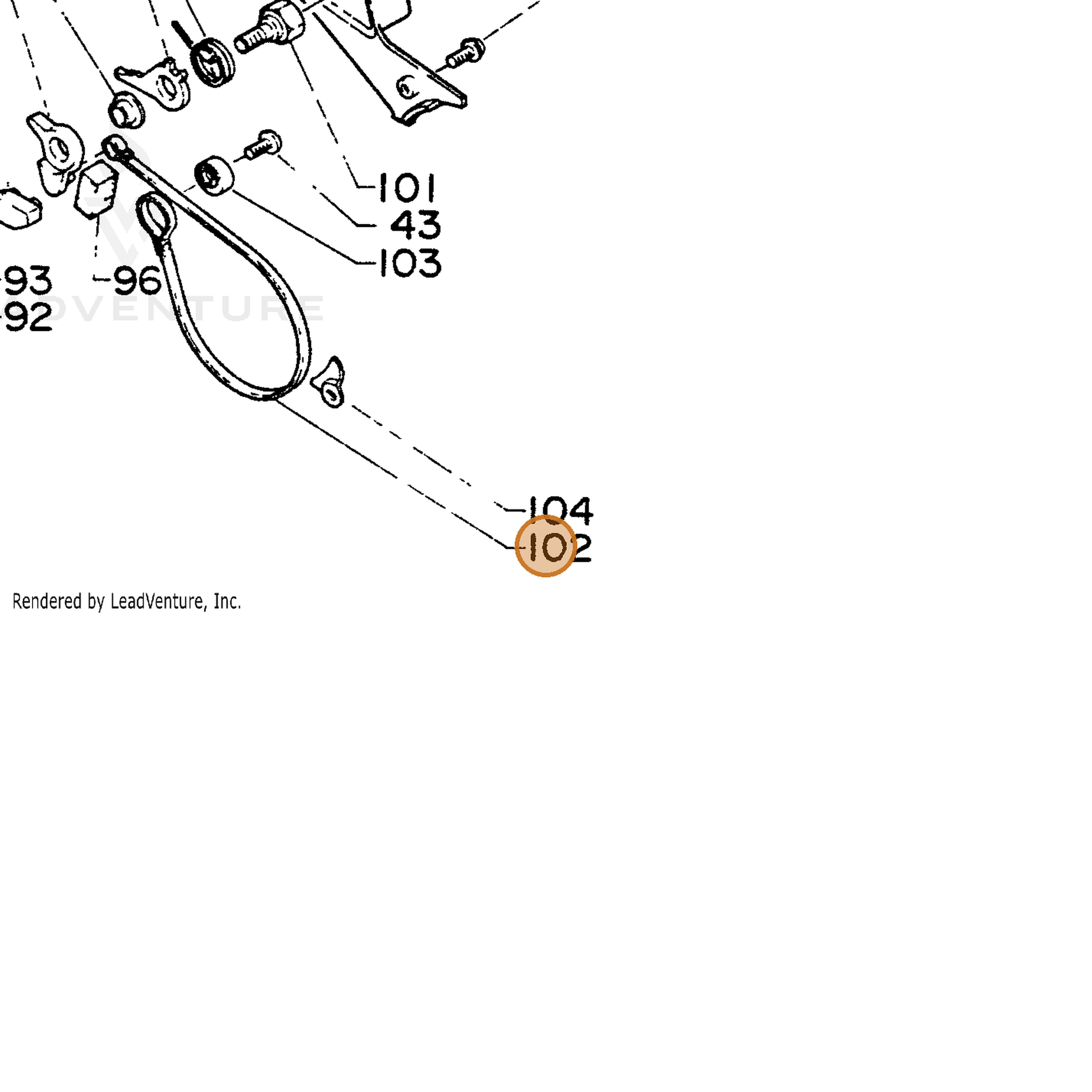 ECHO part 43312314630 — IPL diagram snippet (6x zoom, amber highlight)