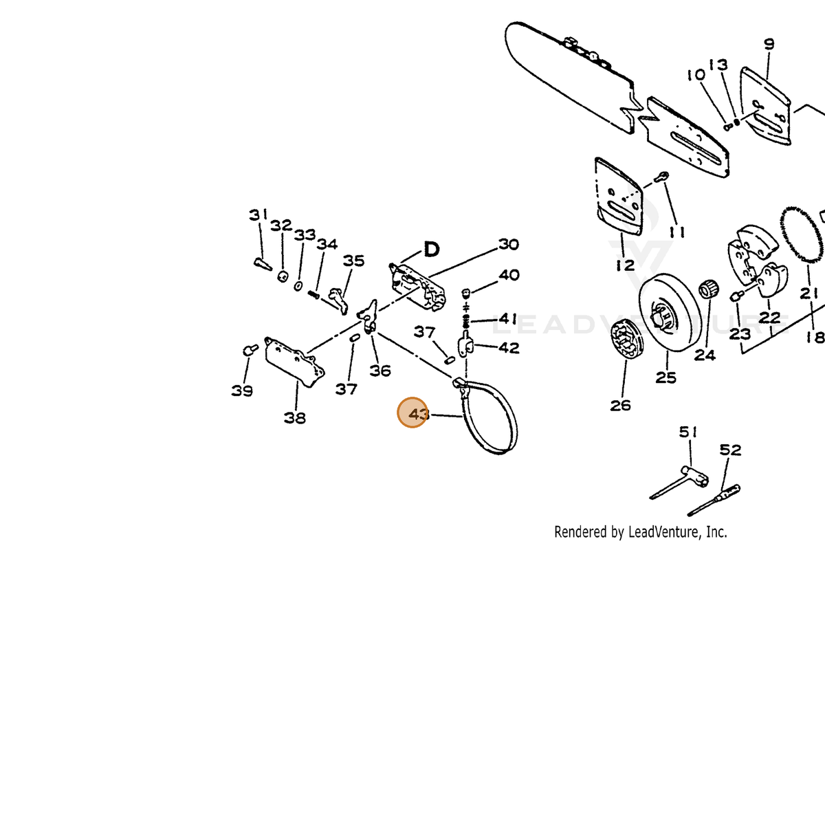 ECHO part 43312332330 — IPL diagram snippet (6x zoom, amber highlight)