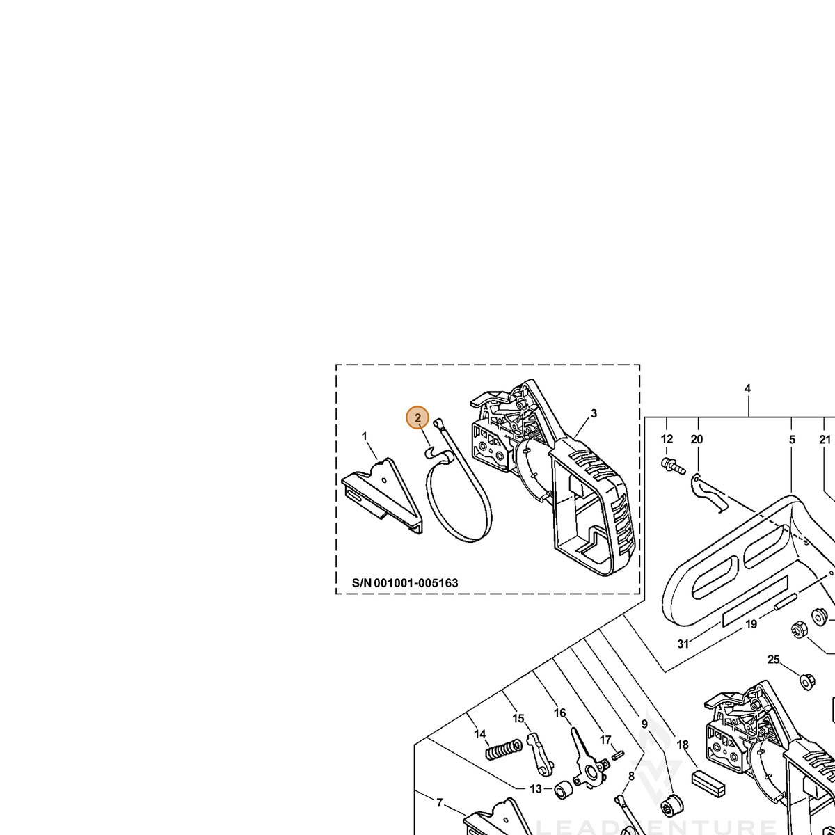 ECHO part 43312339130 — IPL diagram snippet (6x zoom, amber highlight)