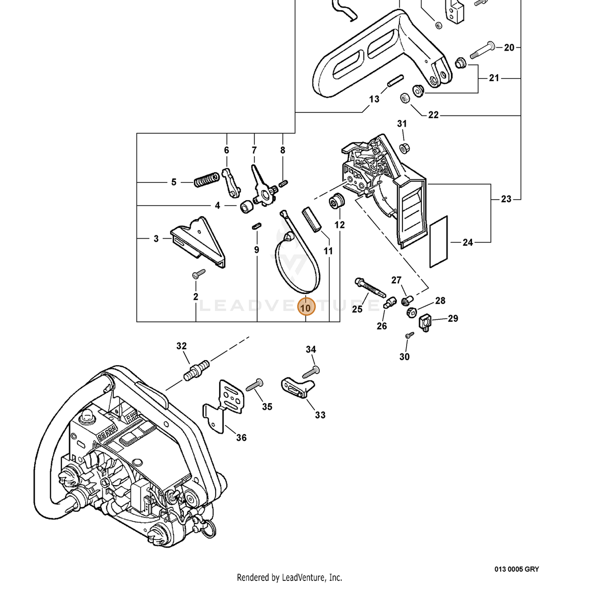ECHO part 43312339530 — IPL diagram snippet (6x zoom, amber highlight)