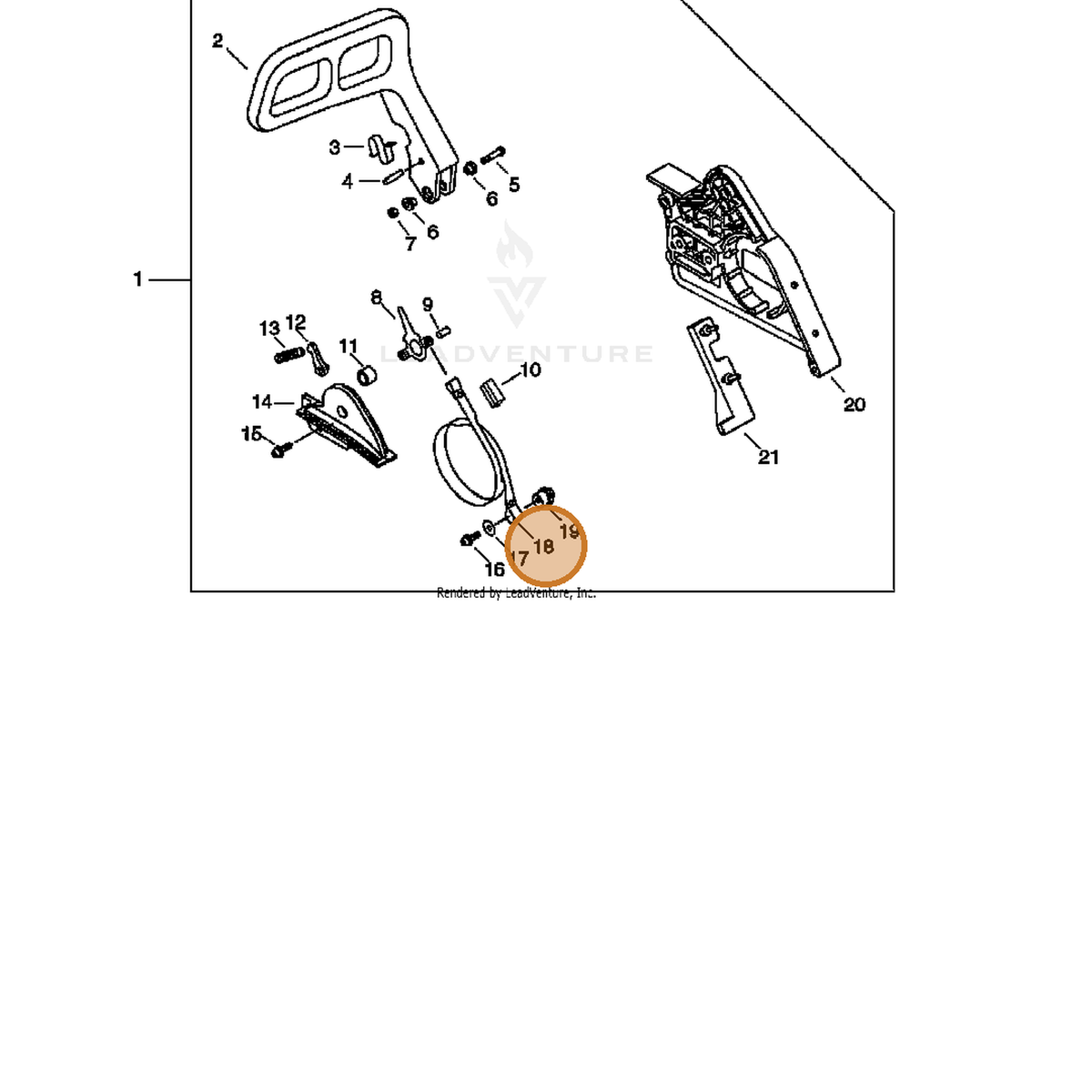ECHO part 43312360830 — IPL diagram snippet (6x zoom, amber highlight)