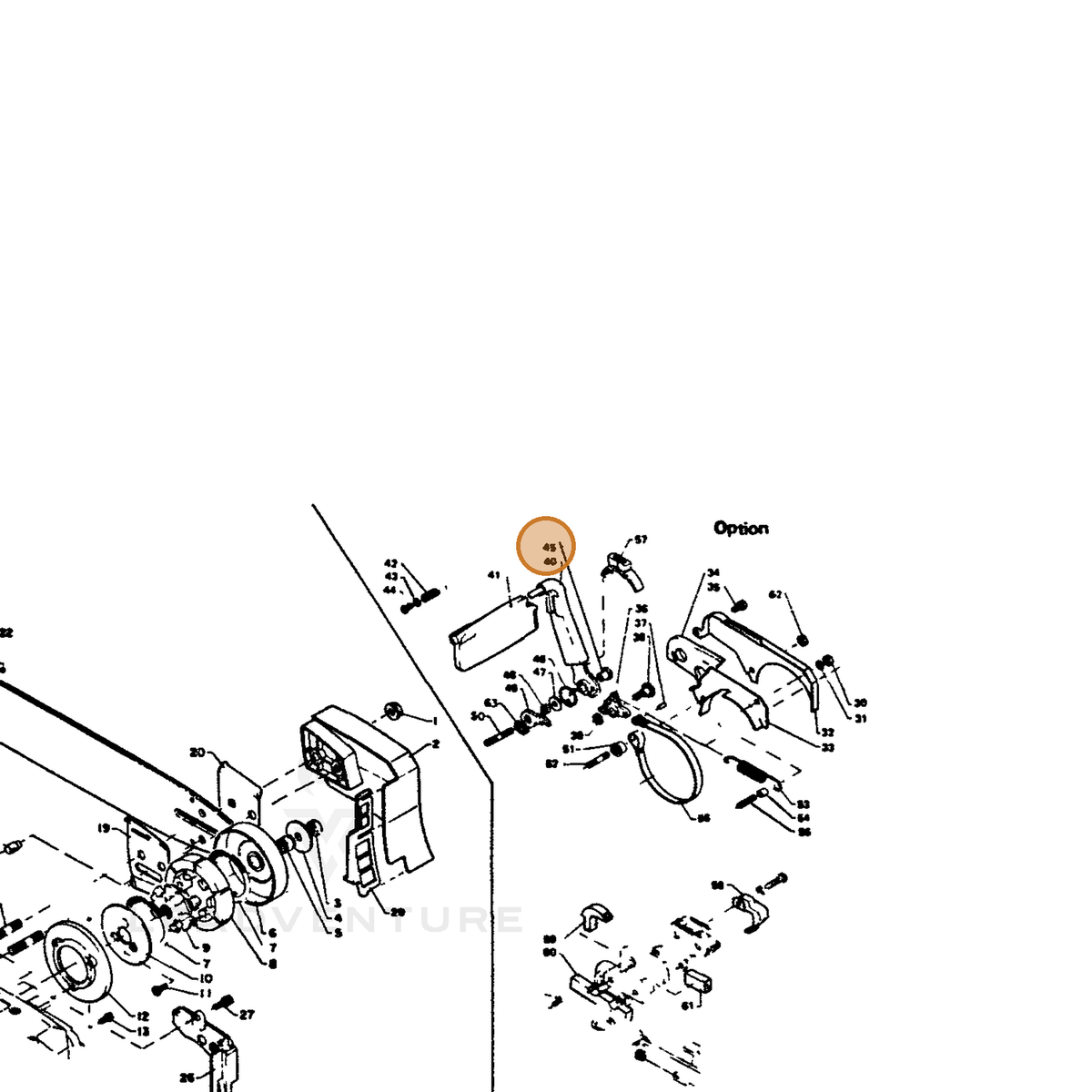 ECHO part 43313711030 — IPL diagram snippet (6x zoom, amber highlight)