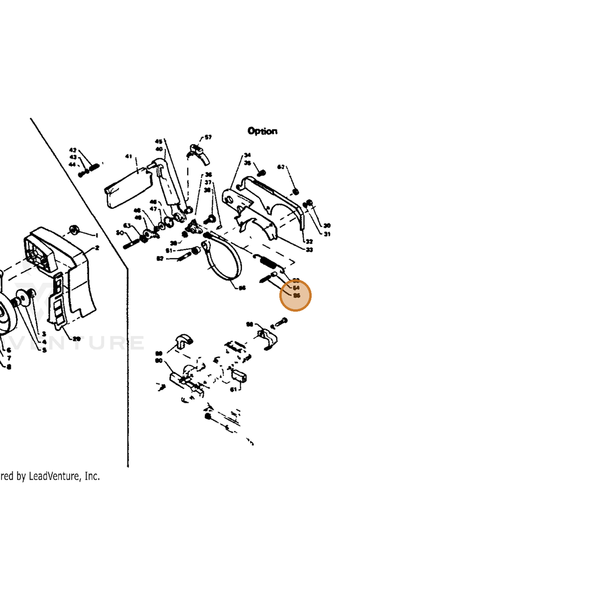 ECHO part 43313912130 — IPL diagram snippet (6x zoom, amber highlight)