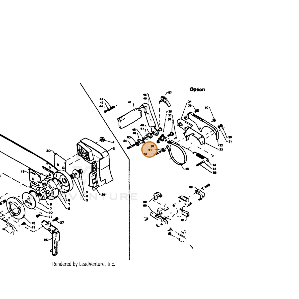 ECHO part 43314211030 — IPL diagram snippet (6x zoom, amber highlight)