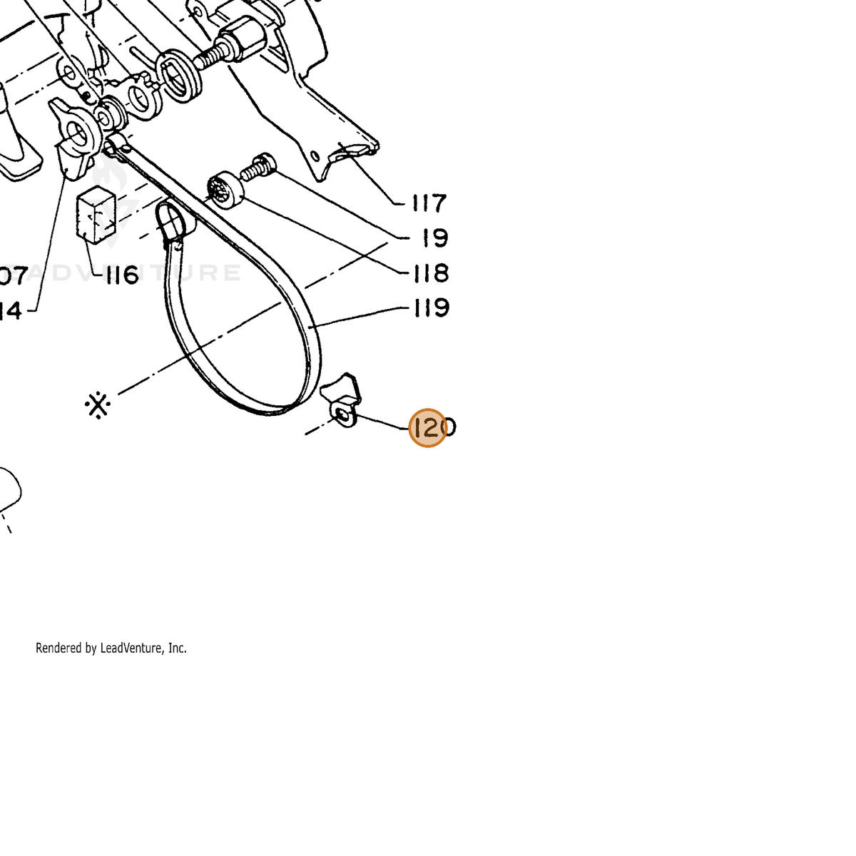ECHO part 43314412330 — IPL diagram snippet (6x zoom, amber highlight)