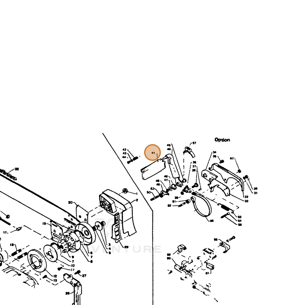 ECHO part 43314512730 — IPL diagram snippet (6x zoom, amber highlight)