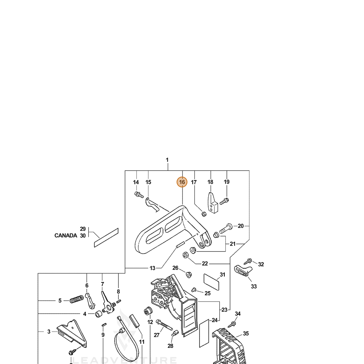 ECHO part 43314739430 — IPL diagram snippet (6x zoom, amber highlight)
