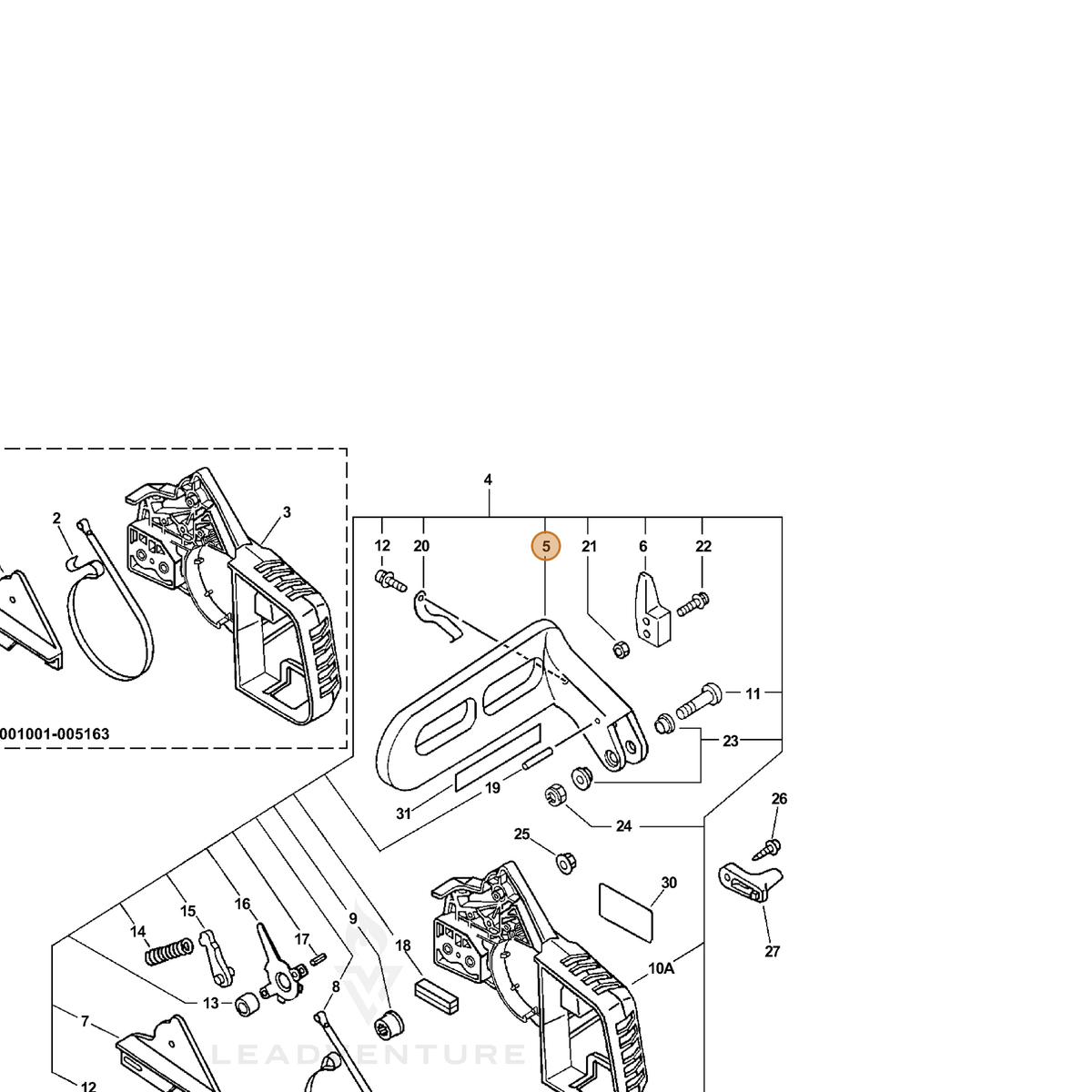 ECHO part 43314739631 — IPL diagram snippet (6x zoom, amber highlight)