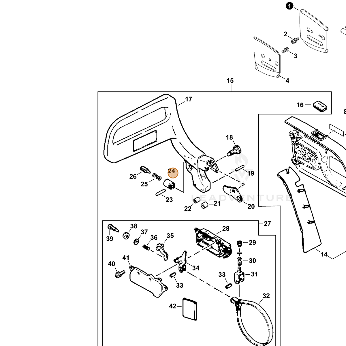 ECHO part 43316619930 — IPL diagram snippet (6x zoom, amber highlight)