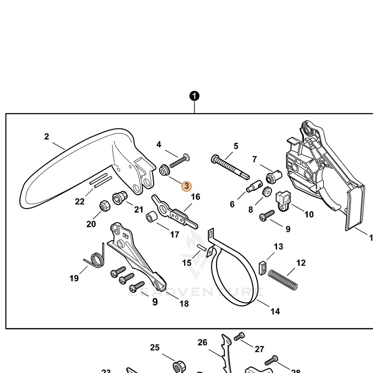 ECHO part 43316739130 — IPL diagram snippet (6x zoom, amber highlight)