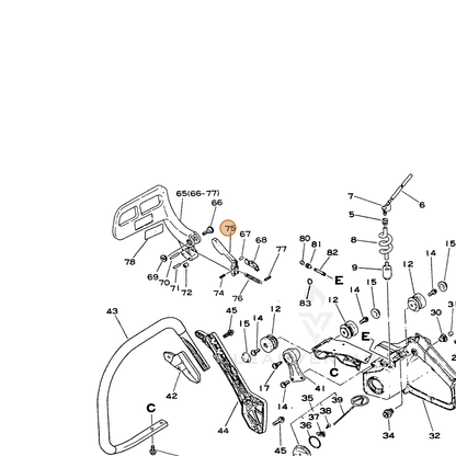 ECHO part 43317030130 — IPL diagram snippet (6x zoom, amber highlight)