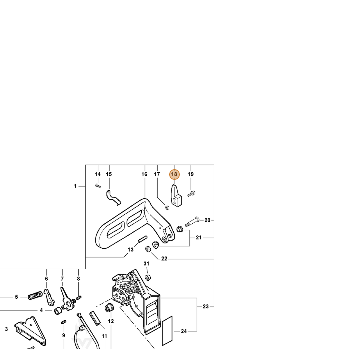 ECHO part 43317139630 — IPL diagram snippet (6x zoom, amber highlight)
