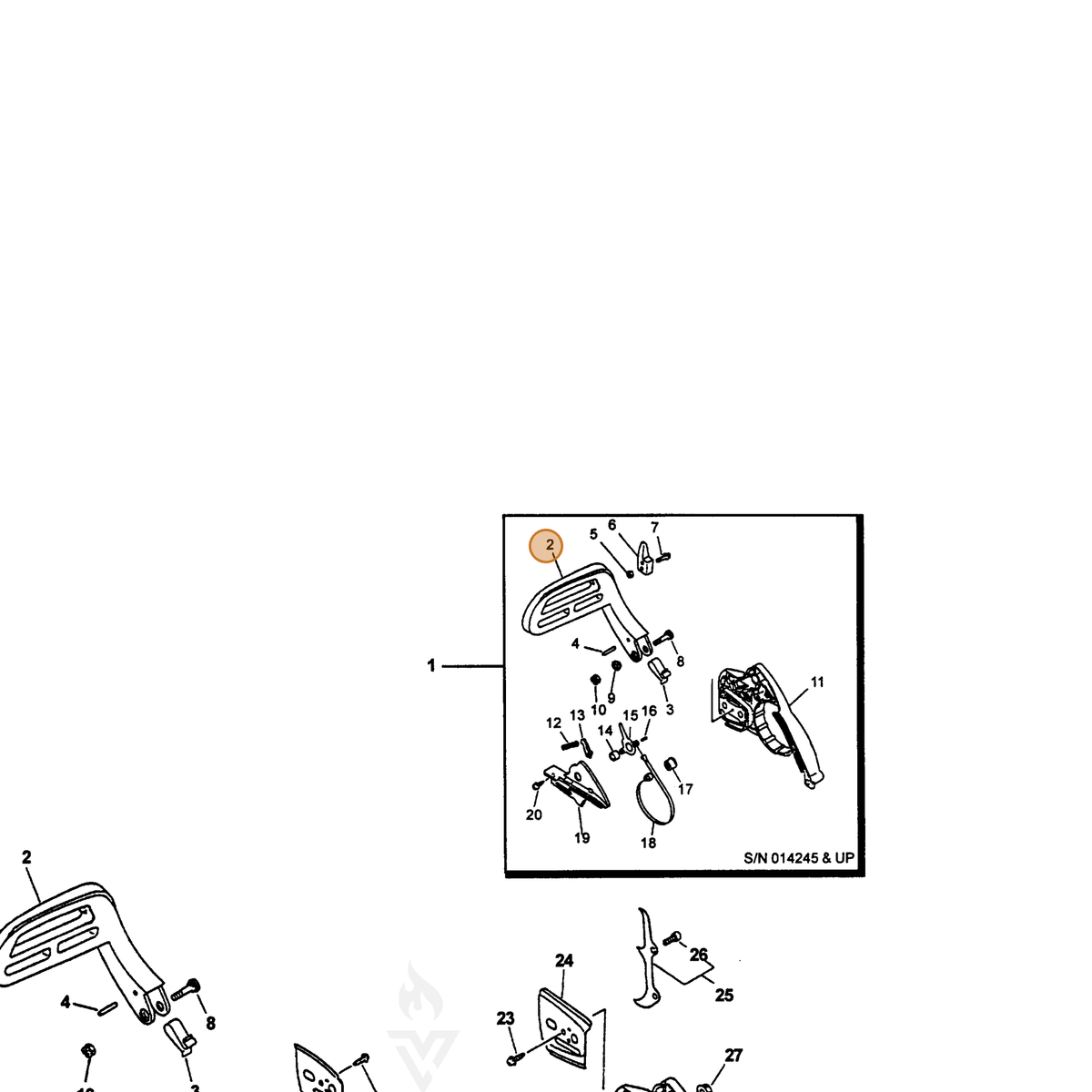 ECHO part 43320138930 — IPL diagram snippet (6x zoom, amber highlight)