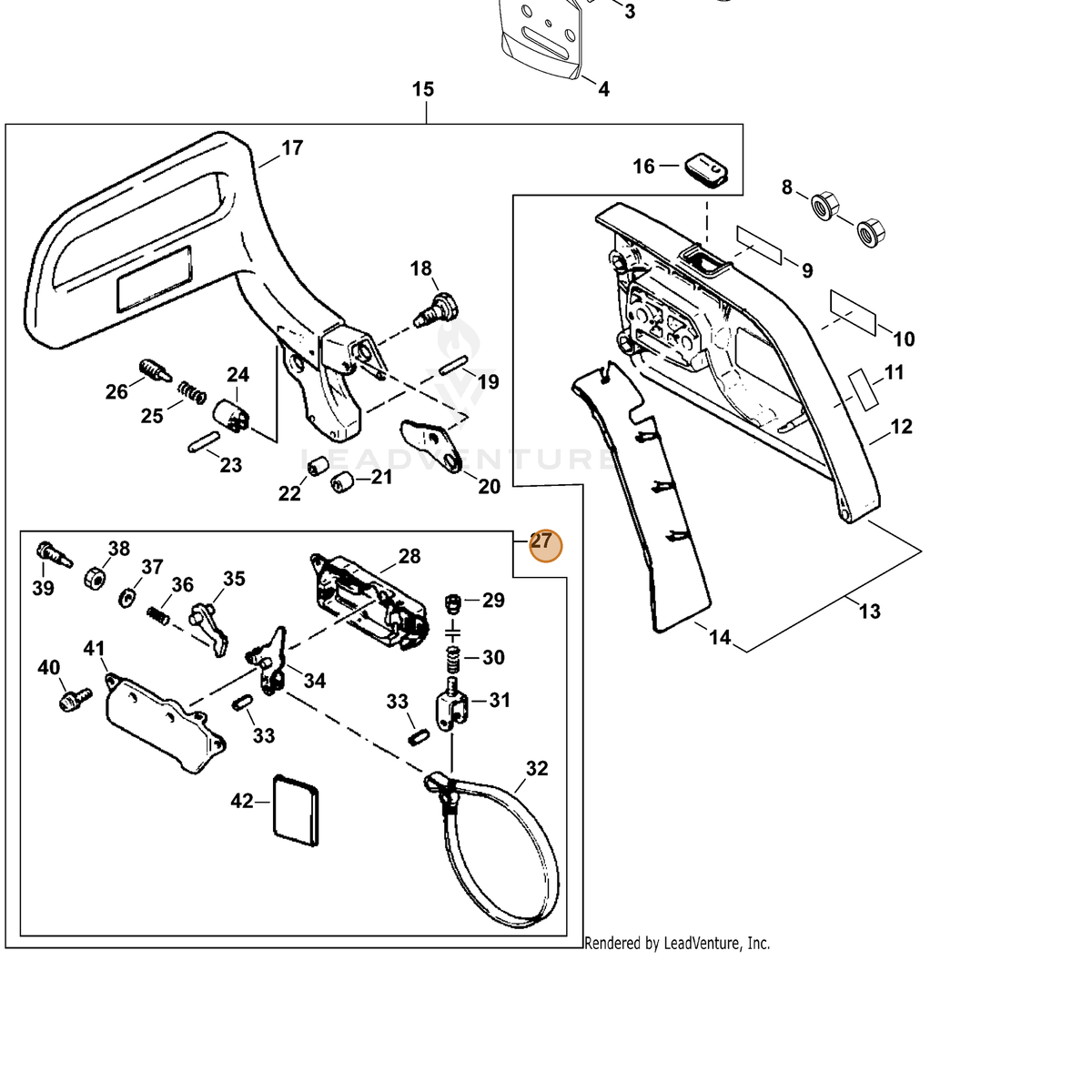 ECHO part 43320230830 — IPL diagram snippet (6x zoom, amber highlight)