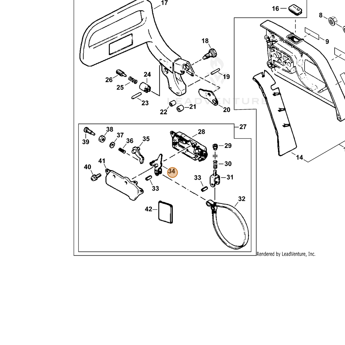 ECHO part 43320819930 — IPL diagram snippet (6x zoom, amber highlight)