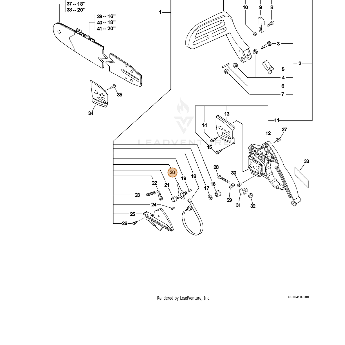 ECHO part 43320835431 — IPL diagram snippet (6x zoom, amber highlight)