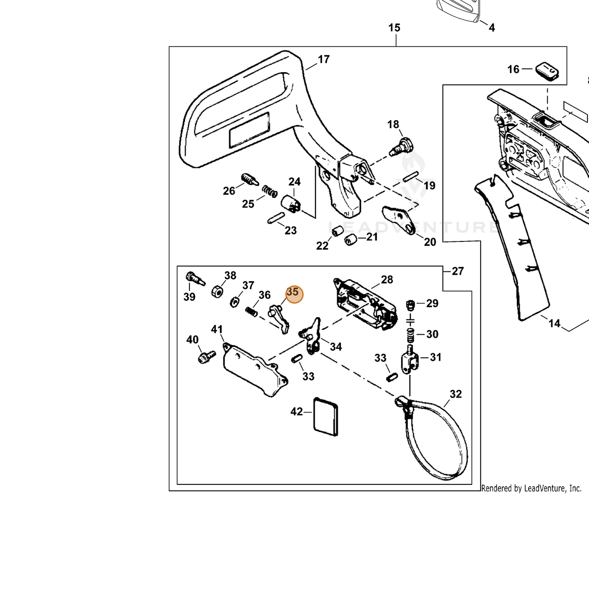 ECHO part 43320919930 — IPL diagram snippet (6x zoom, amber highlight)