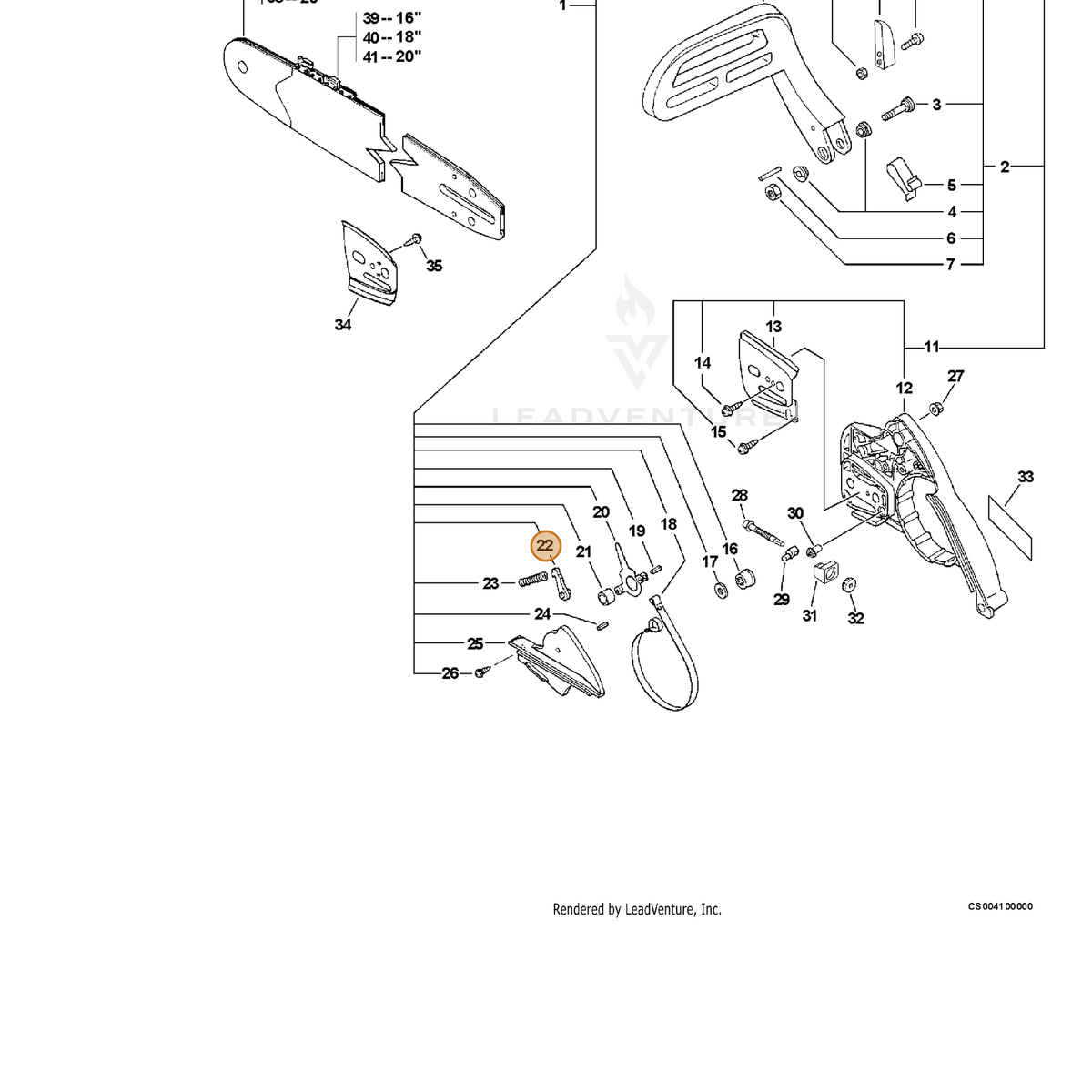 ECHO part 43320935430 — IPL diagram snippet (6x zoom, amber highlight)