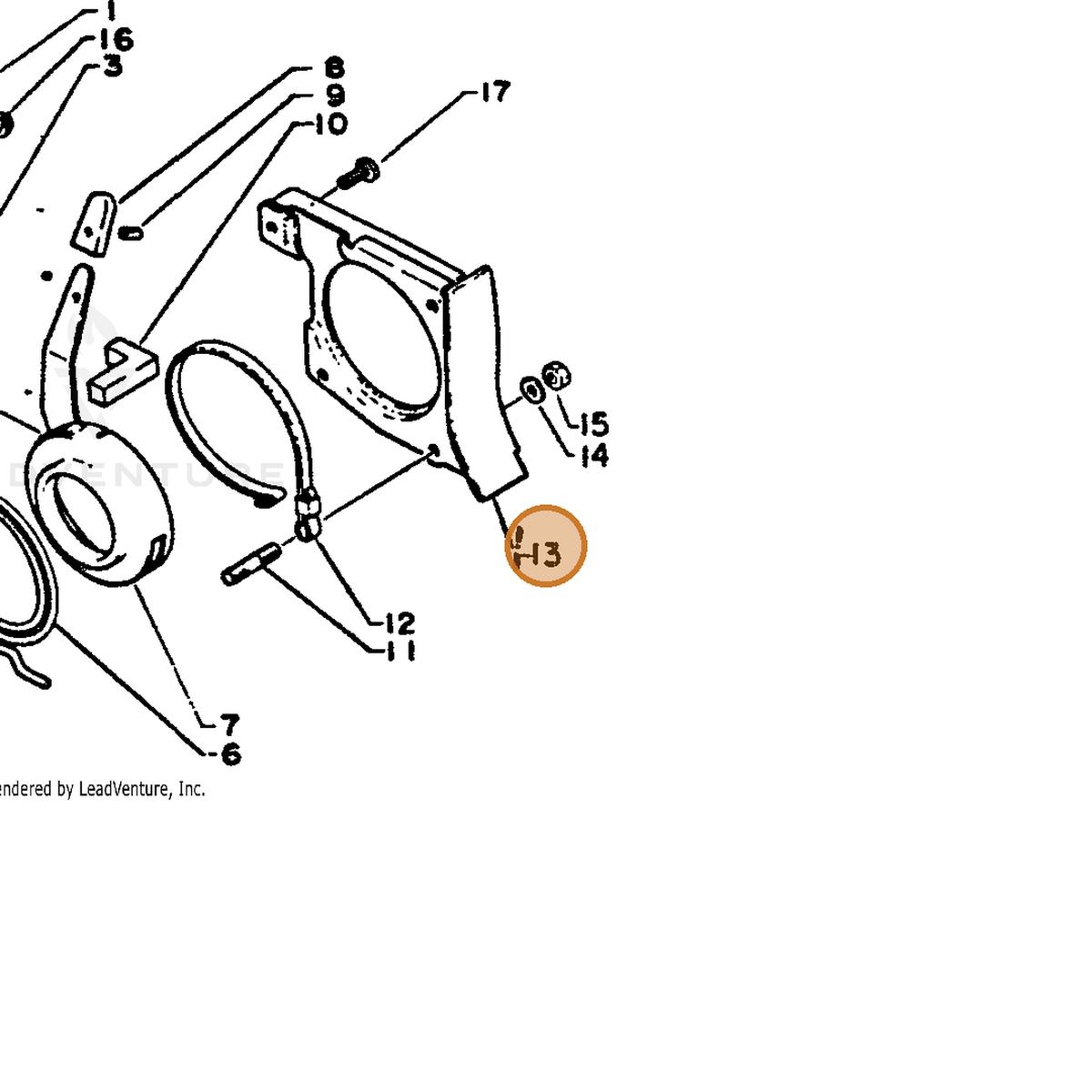 ECHO part 43330513931 — IPL diagram snippet (6x zoom, amber highlight)