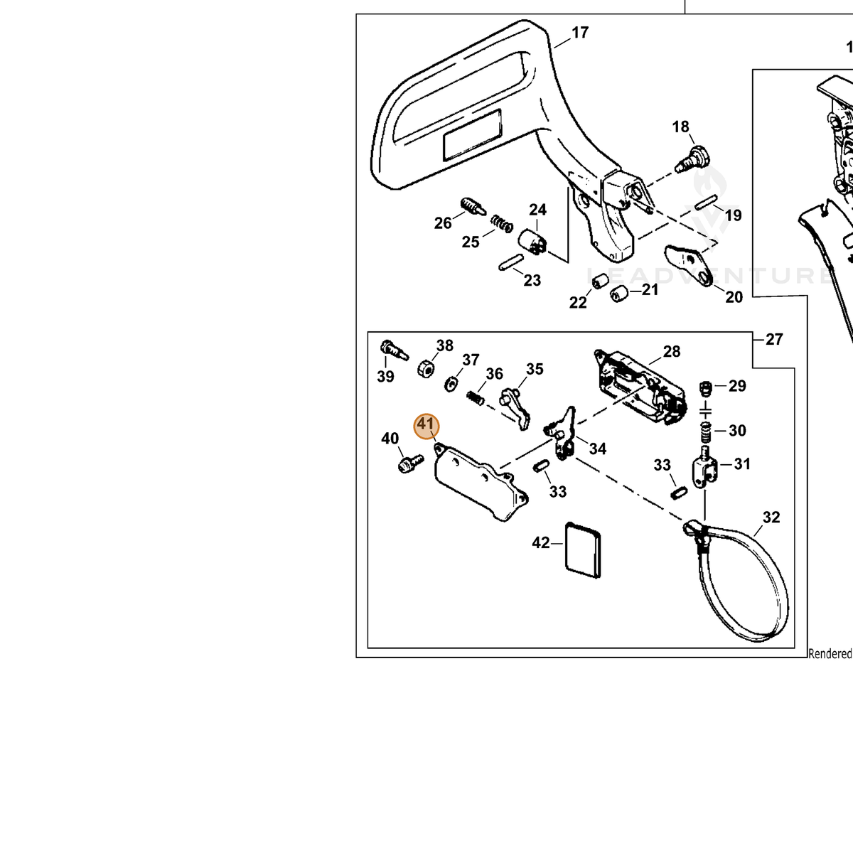 ECHO part 43331019931 — IPL diagram snippet (6x zoom, amber highlight)