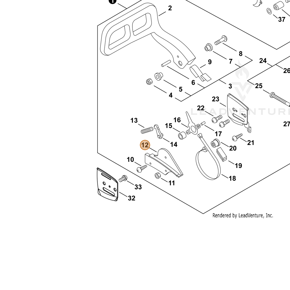 ECHO part 43331038130 — IPL diagram snippet (6x zoom, amber highlight)