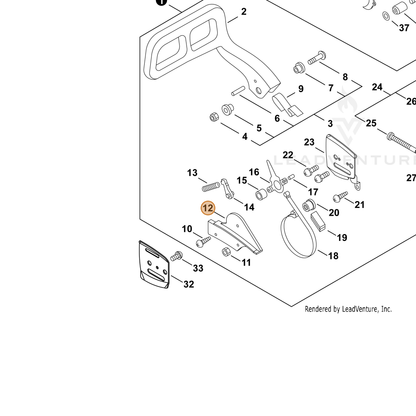 ECHO part 43331038130 — IPL diagram snippet (6x zoom, amber highlight)
